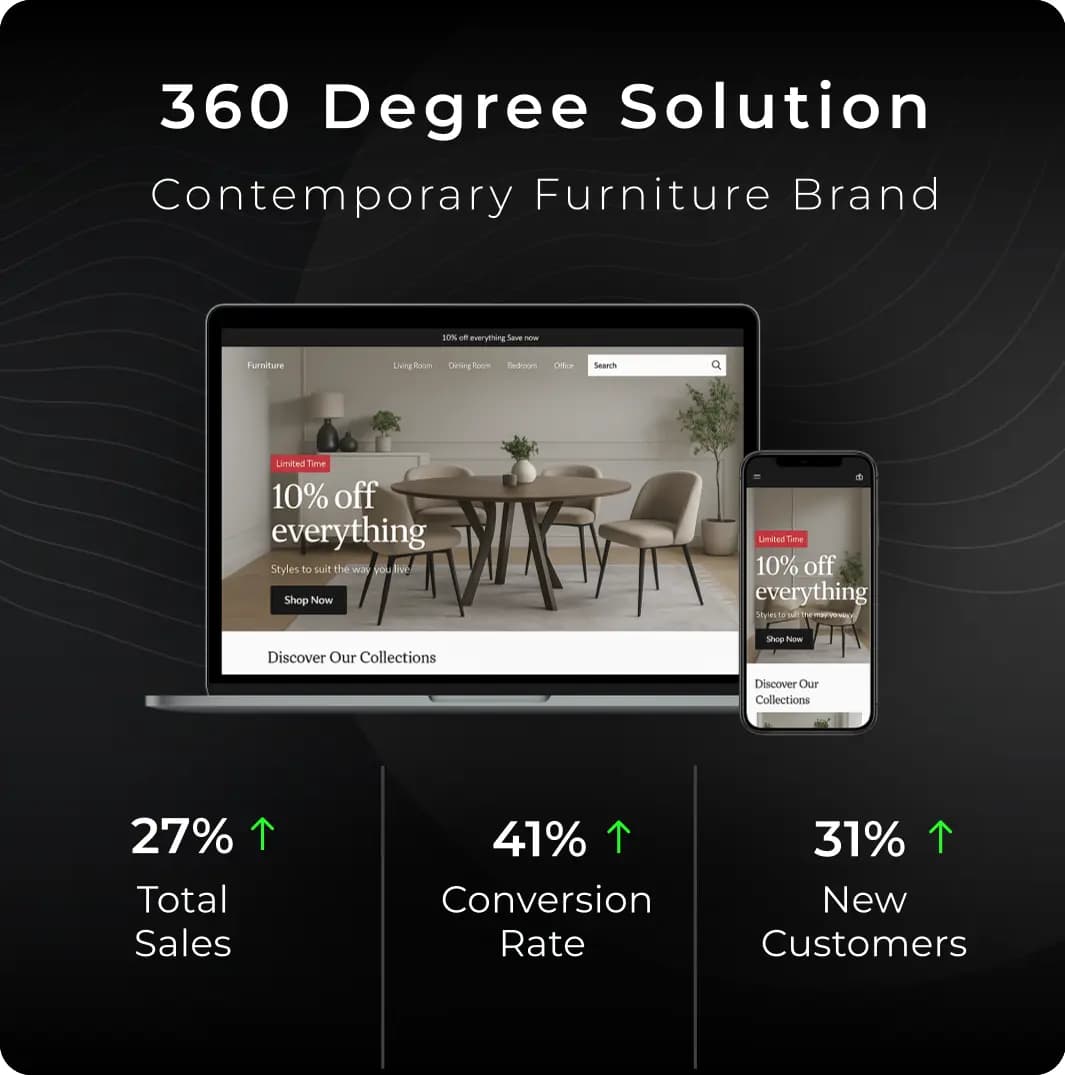 Danetti contemporary furniture 360-degree eCommerce case study thumbnail showing modern interiors